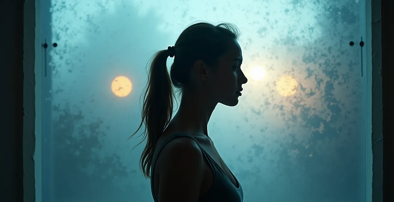 Abstrakte Darstellung neurologischer Veränderungen während der Perimenopause, die zu Gehirnnebel führen.