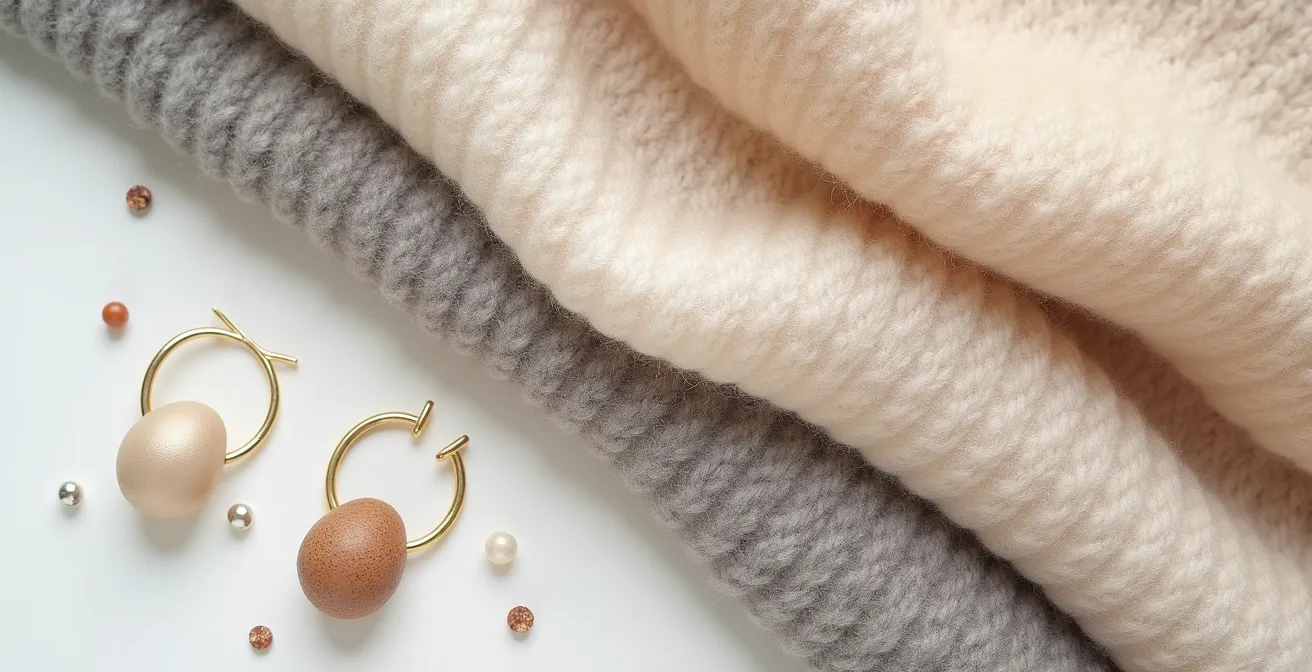 Nahaufnahme von minimalistischen Modeaccessoires und Stoffmustern