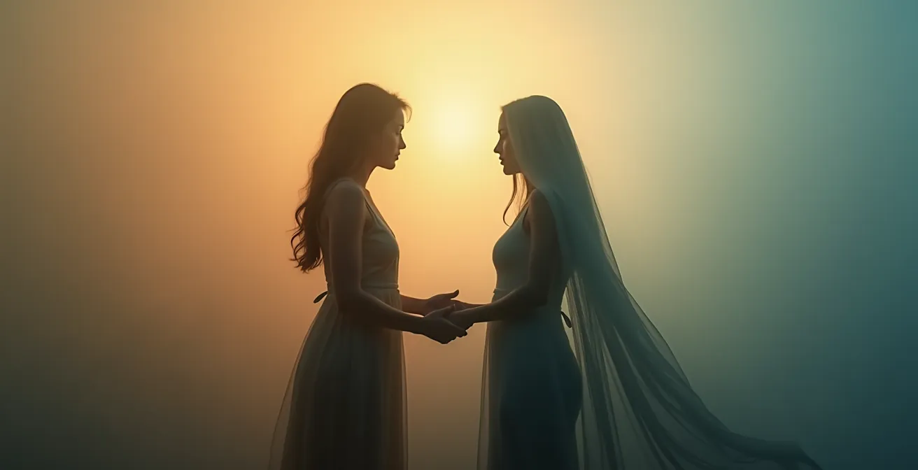 Abstrakte Darstellung von Körperhaltung und emotionaler Verbindung