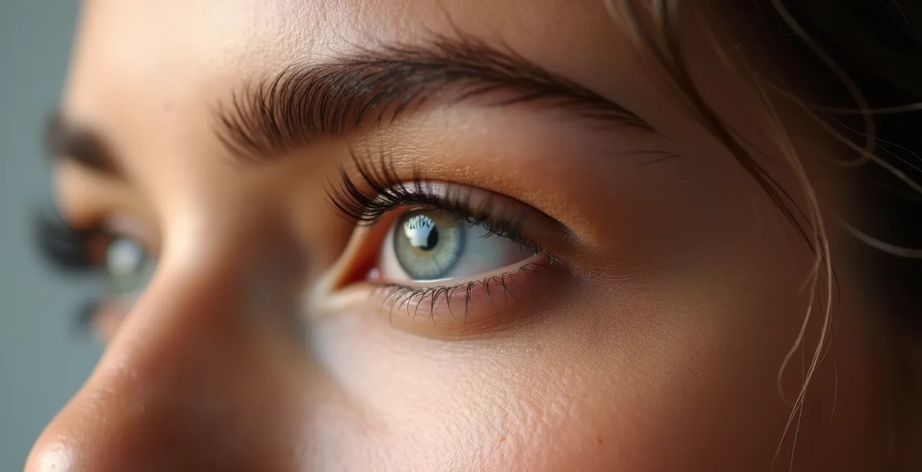 Nahaufnahme einer Stirn mit natürlicher Schattierung am Haaransatz