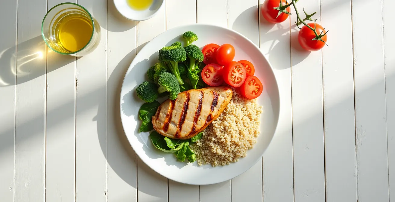 Ein perfekt aufgeteilter Teller nach dem Tellermodell für optimale Sättigung und Energie